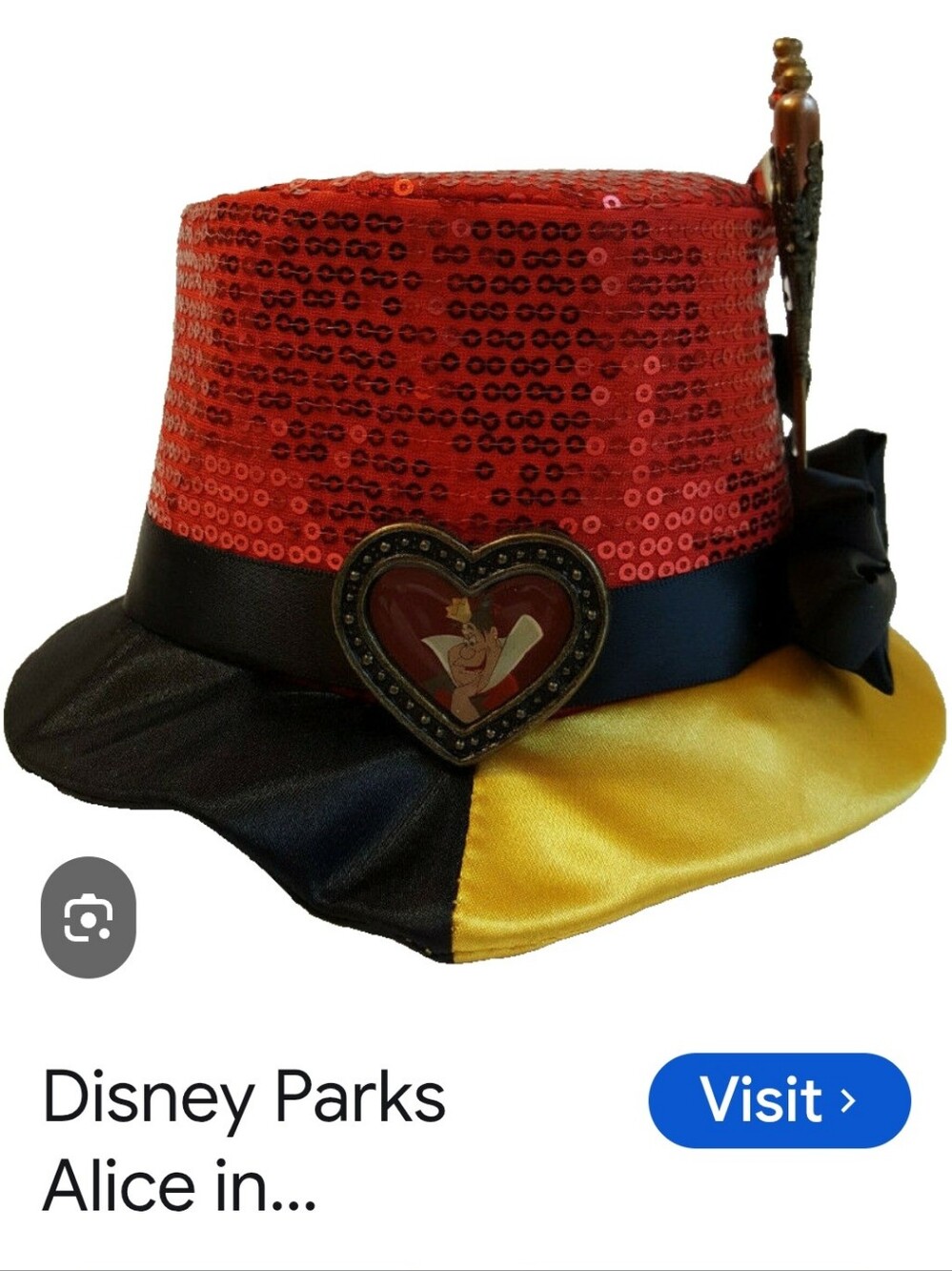 NWT Disney Parks Queen of Hearts mini top hat fascinator